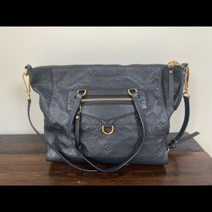 **Authentic** Louis Vuitton Montaigne Lumineuse PM Empreinte NAVY Tote Bag